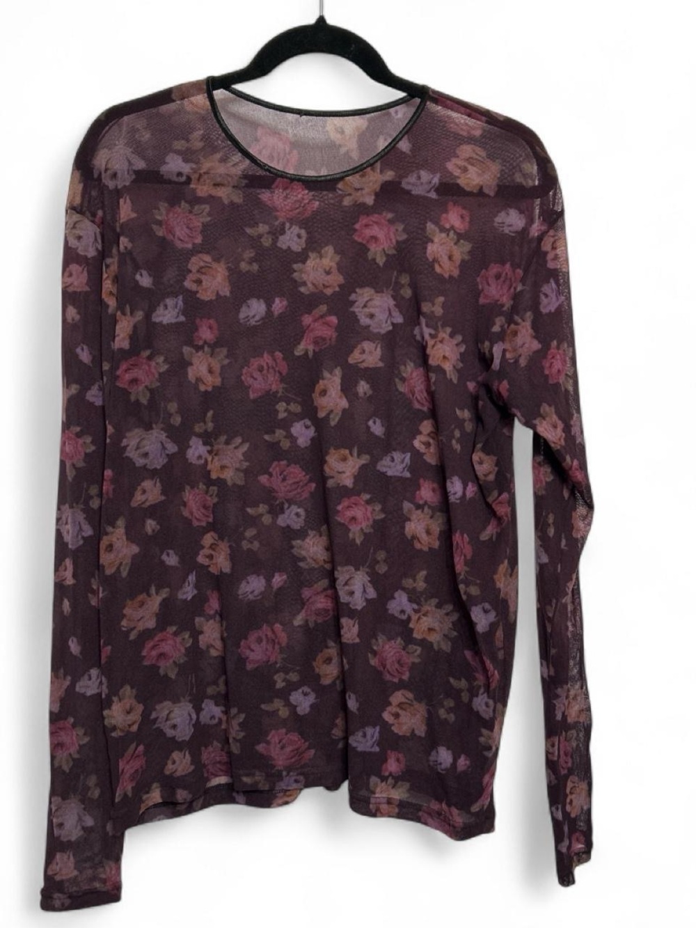 Sheer Floral Long-Sleeve Top - Plum Floral